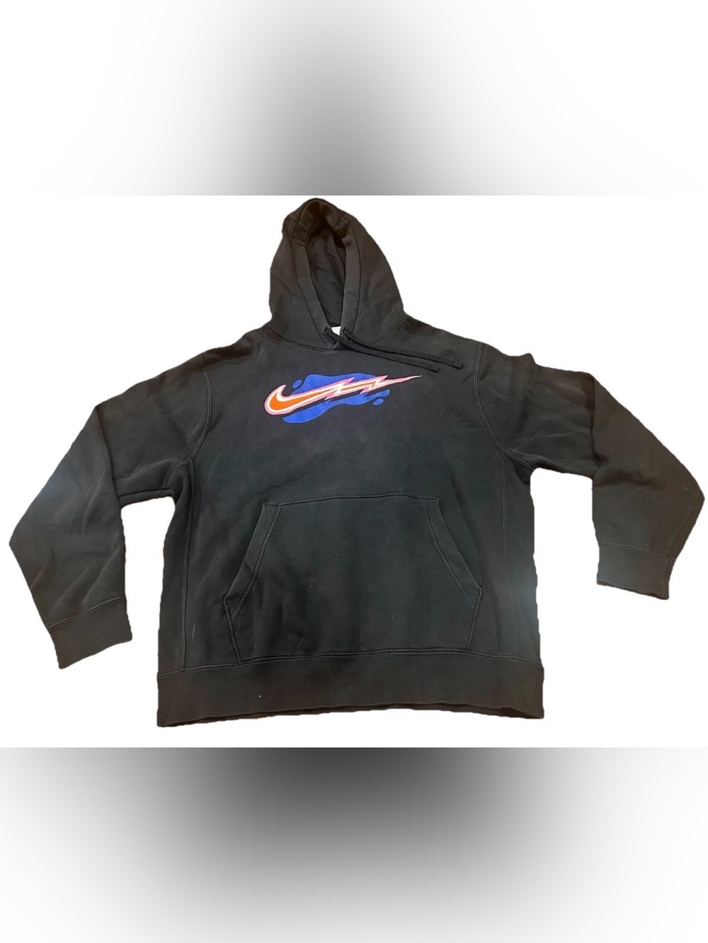 Nike Black Hoodie Sweatshirt Mens Medium Liquid Lightning Graphic Swoosh Fleece